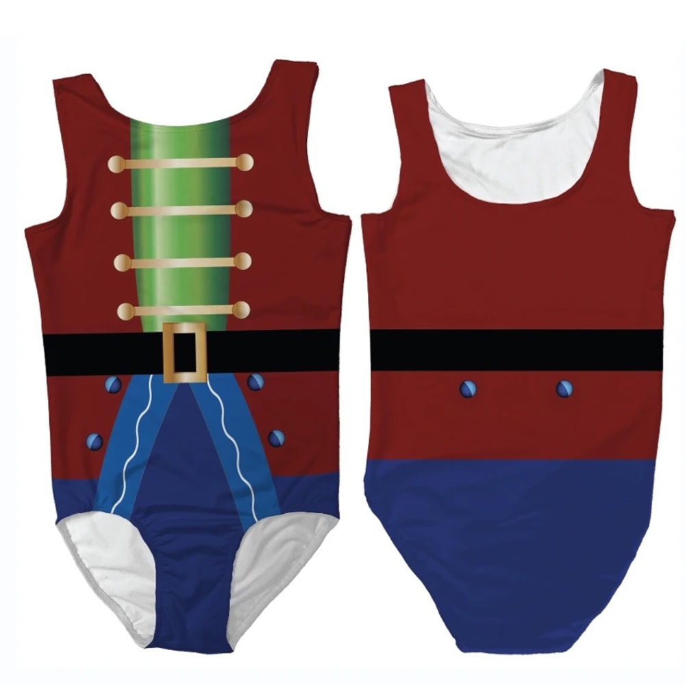 Mt. Logan Toy Soldier Print Stretchy Low Back Girls Dance Leotard